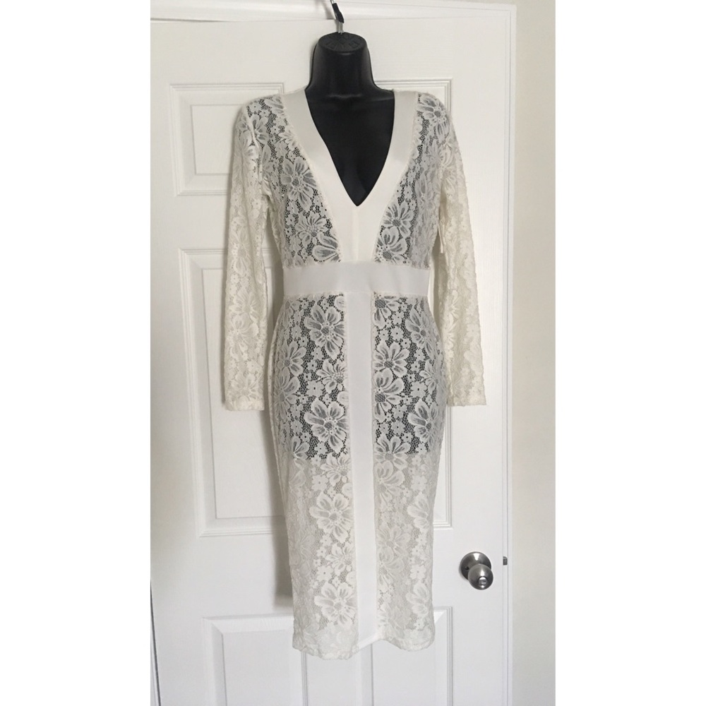 Full Lace V-Neck Midi Dress